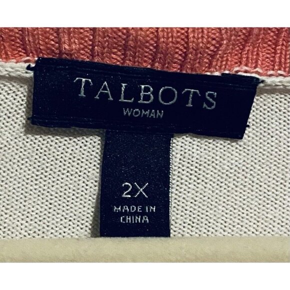 Talbots Sweater Womens 2X Ivy League Striped Pullover Zipper Shoulder Boho - Picture 5 of 7